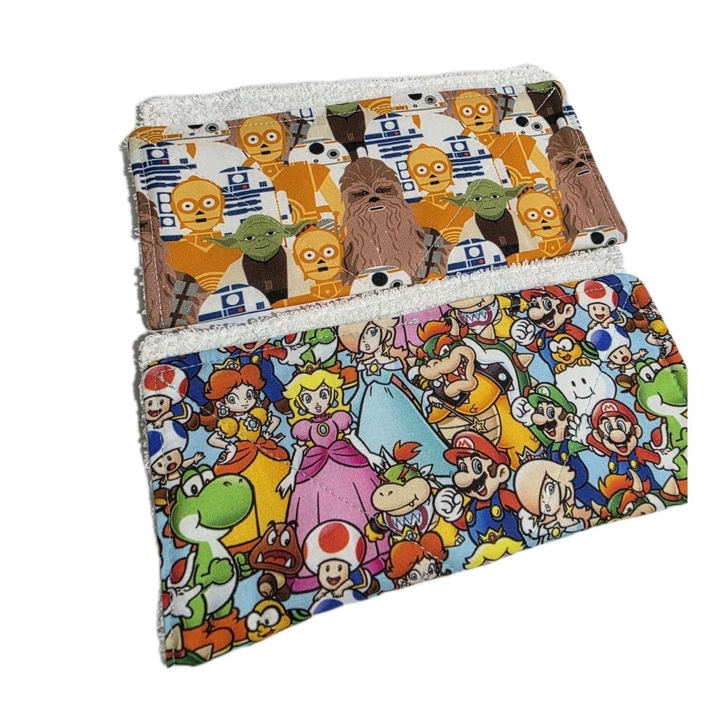 Super Mario Bros/Star Wars Custom Terry Towel Washcloth 2pc Set, For Home & Body